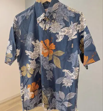 오키나와산 꽃무늬 알로하 셔츠 M