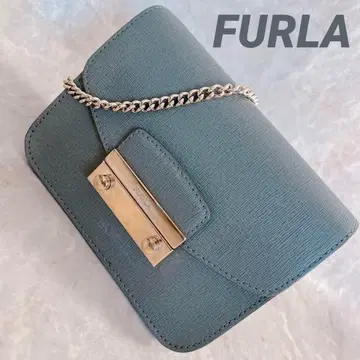 미품 FURLA 훌라 메트로폴리스 숄더백 그린 체인