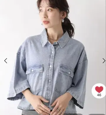 새상품급 LEPSM 아소트 데님 5분 소매 셔츠