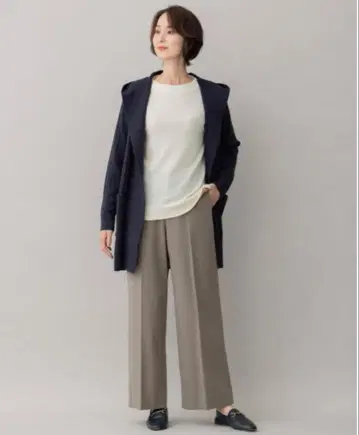 뒷면 기모 처리된 와이드 크롭 팬츠
