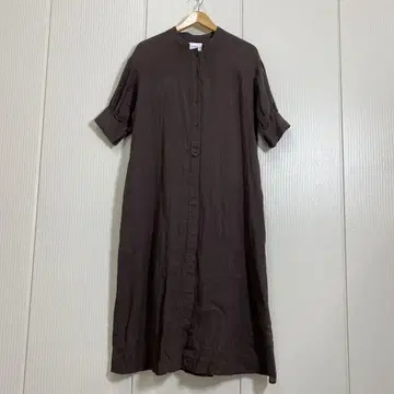 SHIPS any 프렌치 린넨 텐트 퍼프 밴드 카라 셔츠 원피스