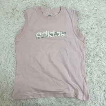 하자품 adidas 아디다스 코튼 탱크탑 L 핑크 빅 로고