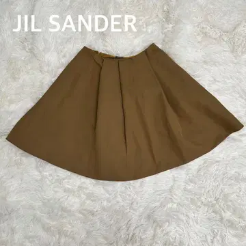 JIL SANDER 질 샌더 실크 혼방 플레어 스커트 브라운