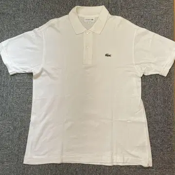 LACOSTE 화이트 클래식 핏 피케 셔츠 US L