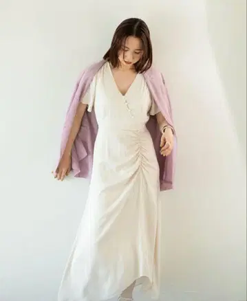 FRAY I.D 플레어 슬리브 롱 원피스 아이보리