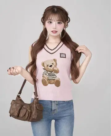 Darich 다리치 D 베어 니트 베스트 PNK