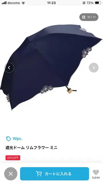 Wpc. 네이비 플라워 엣지 미니 우산