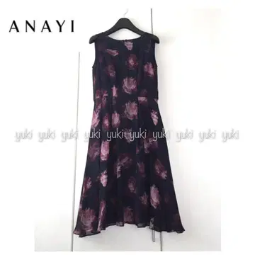 ANAYI 실크 꽃무늬 플레어 원피스 36