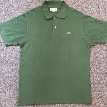 LACOSTE 클래식 핏 그린 피케 셔츠 US L