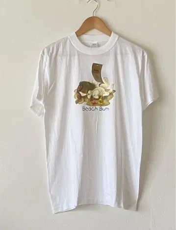 새상품 90s Beach Bums cats 고양이 반팔 티셔츠 화이트