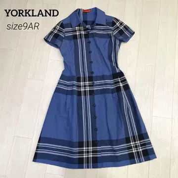 YORKLAND 체크 반팔 셔츠 원피스 9AR 블루