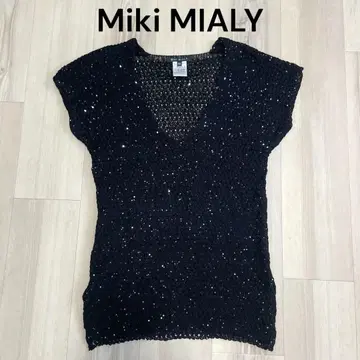 미키미아리 Miki MIALY 스팽글 시스루 니트 블랙 38