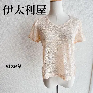 이타리야 전체 레이스 비쥬 상의 반팔 비침 있음