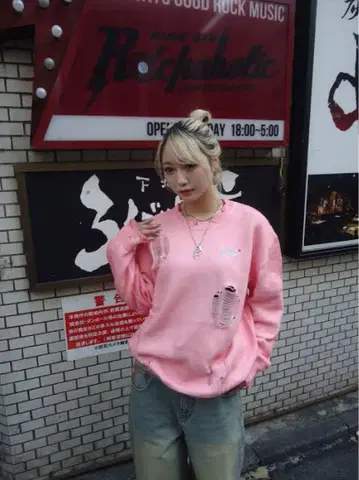 9090 OG Logo BORO CrewneckKnit Pink / M