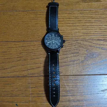 TIMEX 크로노그래프 블랙 가죽