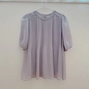 any SiS 플리츠 디자인 오분 소매 블라우스 퍼플