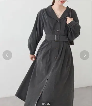 natural couture 카라 레이디 셔츠 원피스 그레이