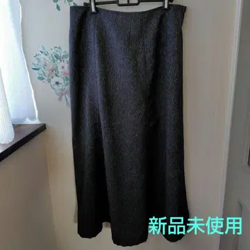 다크 그레이 데님풍 롱 스커트 레이스업 끈 포함 XL
