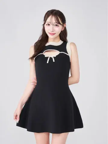 darich 포인트 오픈 니트 미니 원피스