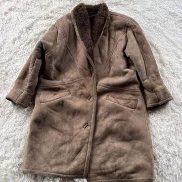 VINTAGE 무스탕 코트 가죽 자켓 양가죽 브라운 계열 빈티지