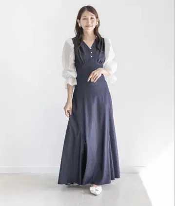 RANDA 퍼프 슬리브 레이스업 원피스