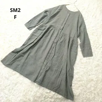 SM2 노카라 원피스 린넨 53% 면 47% 체형 커버 그린 F