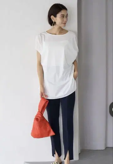 앙피로 네이비 팬츠 허리밴딩
