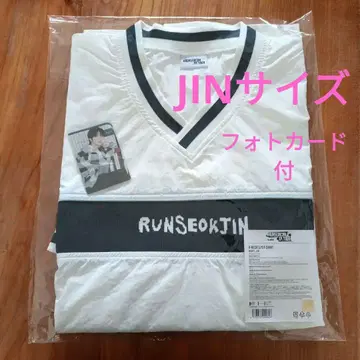 RUNSEOKJIN V넥 티셔츠 화이트 JIN 사이즈 포토 카드 포함