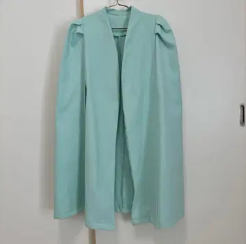 민트 그린 오픈 프론트 판초 코트
