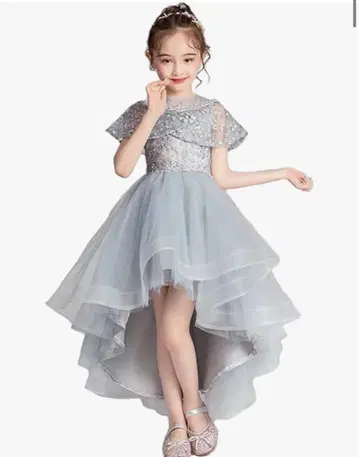 라이트 그레이 하이 로우 헴 드레스 130-160CM