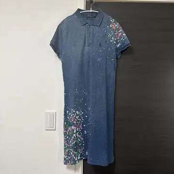 폴로 랄프 로렌 무릎 기장 폴로 원피스 자수 로고 페인트 패턴