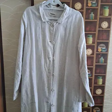 hagumu 라이트 그레이 긴팔 셔츠 원피스 린넨