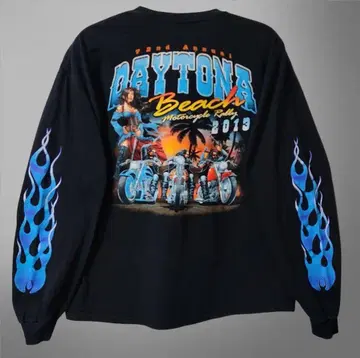 DAYTONA BIKE WEEK 롱T 티셔츠 블루 프레임 블랙 XL