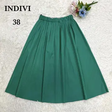INDIVI 그린 플레어 스커트 38 리버서블