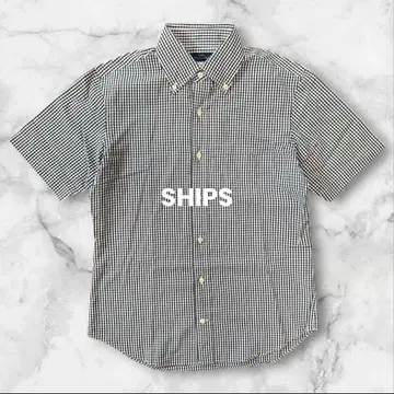 미사용 새상품 ships 깅엄 체크 셔츠 버튼 다운 블랙 화이트