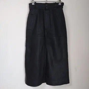 JHA-JHA CLUB 빈티지 블랙 가죽 롱 스커트