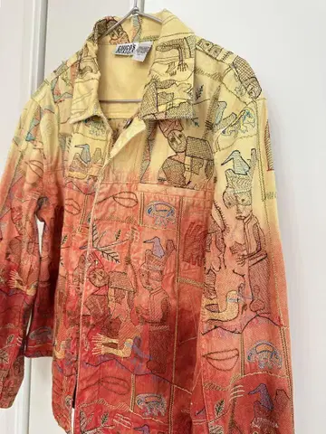vintage 자수 그라데이션 염색 아우터 데님 구제 의류