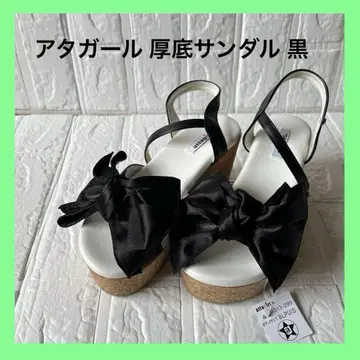 새상품 attagirl 아타걸 S 통굽 리본 샌들 블랙 검정