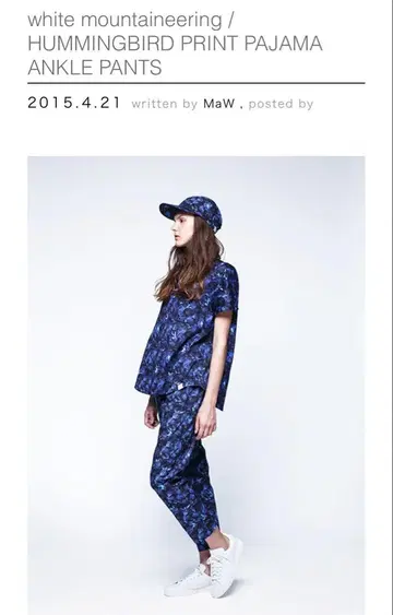 white mountaineering 허밍버드 프린트 앵클 팬츠