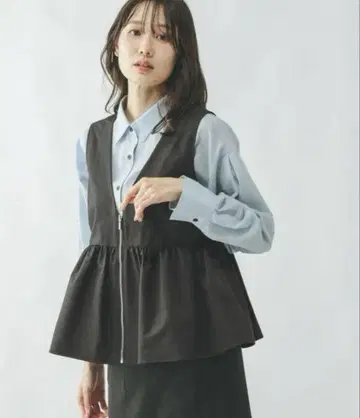 GLOBAL WORK 페플럼 지퍼 베스트 L 사이즈