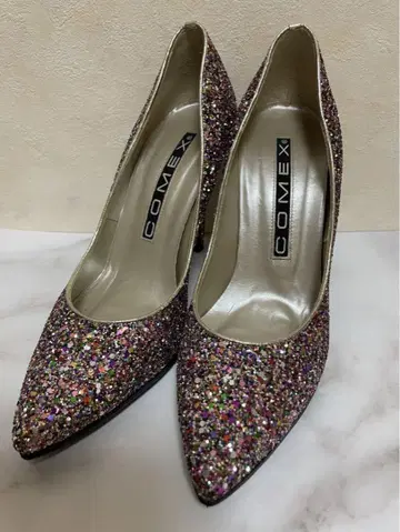 COMEX 글리터 라메 하이힐 펌프스 핑크 23cm