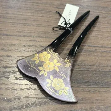 꽃 책갈피 헤어콤 바치형 마키에풍 작은 꽃 퍼플 포멀