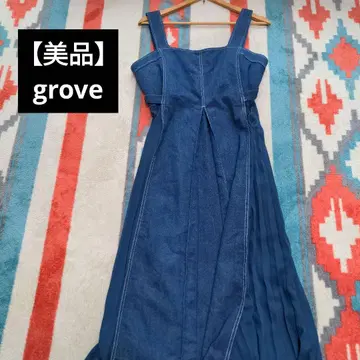 [새상품급] grove 데님 점퍼스커트 사이드 플리츠 SIZE L