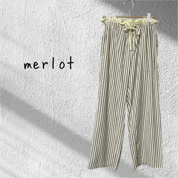 merlot 멀로 스트라이프 팬츠 허리 아이보리 네이비
