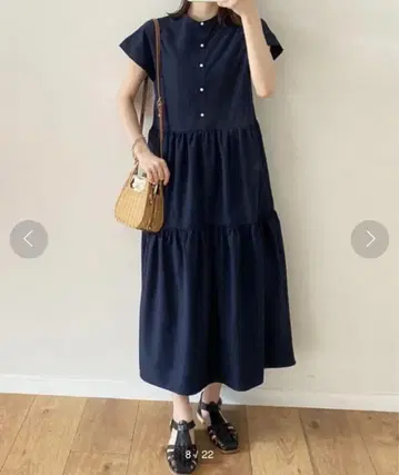 Emma Taylor 엠마 테일러 이지케어 펄 버튼 티어드 원피스