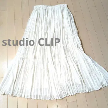 studio CLIP 티어드풍 플리츠 스커트 화이트 L 사이즈