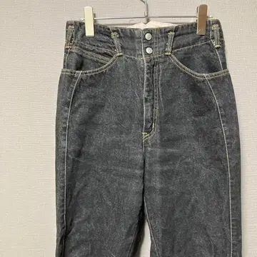 더뉴우먼 하이웨스트 테이퍼드 데님 (L 상당) 블랙 청바지 코튼