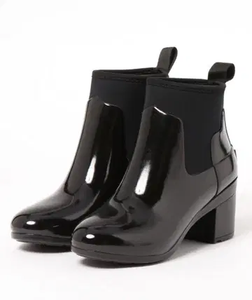 HUNTER 레인 신발 REFINED MID HEEL GLOSS