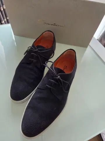 Santoni 네이비 스웨이드 스니커즈