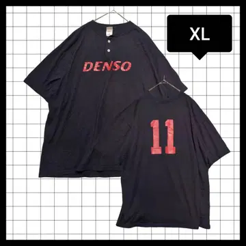 레어 DENSO 덴소 하프 버튼 기업 티셔츠 블랙 검정 XL